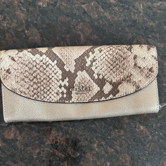 Coach Handbags - Coach Brown and Tan Snake Print Clutch